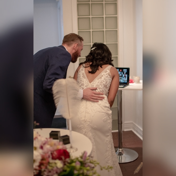 Stunning Ivoire Collection Wedding dress- With Train; Ivory color - Picture 3 of 7